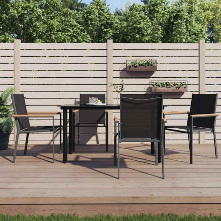 Ensemble à manger de jardin 5 pcs noir textilène et acier 529779529779
