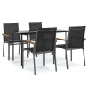 Ensemble à manger de jardin 5 pcs noir textilène et acier 529779529779