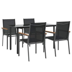 Ensemble à manger de jardin 5 pcs noir textilène et acier 529779529779
