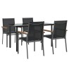 Ensemble à manger de jardin 5 pcs noir textilène et acier 529779529779