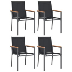 Ensemble à manger de jardin 5 pcs noir textilène et acier 529779529779