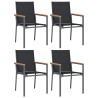Ensemble à manger de jardin 5 pcs noir textilène et acier 529779529779