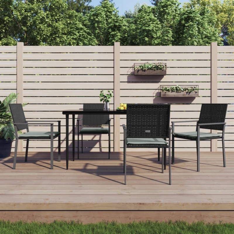 Ensemble à manger de jardin 5 pcs coussins résine tressée acier 529781529781