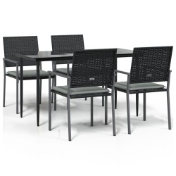 Ensemble à manger de jardin 5 pcs coussins résine tressée acier 529781529781