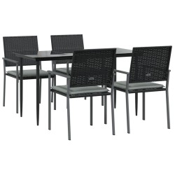 Ensemble à manger de jardin 5 pcs coussins résine tressée acier 529781529781