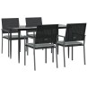 Ensemble à manger de jardin 5 pcs coussins résine tressée acier 529781529781