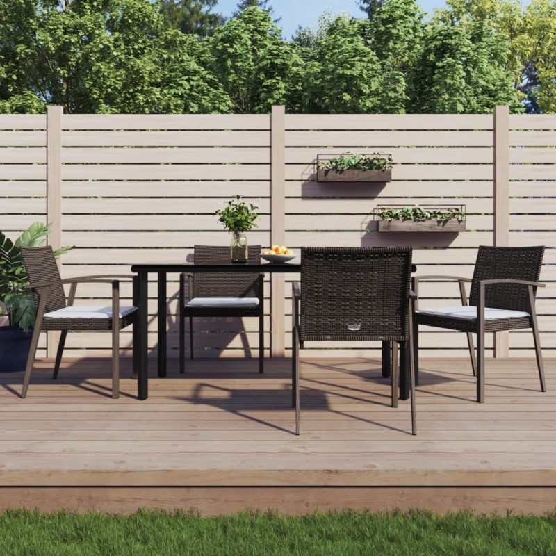 Ensemble à manger de jardin 5 pcs coussins résine tressée acier 529783529783