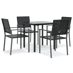 Ensemble à manger de jardin 5 pcs résine tressée acier 529784529784
