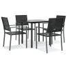 Ensemble à manger de jardin 5 pcs résine tressée acier 529784529784