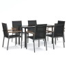 Ensemble à manger de jardin 7 pcs noir textilène et acier 529786529786