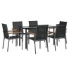 Ensemble à manger de jardin 7 pcs noir textilène et acier 529786529786