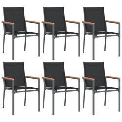 Ensemble à manger de jardin 7 pcs noir textilène et acier 529786529786
