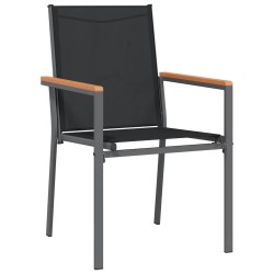 Ensemble à manger de jardin 7 pcs noir textilène et acier 529786529786