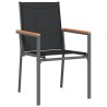 Ensemble à manger de jardin 7 pcs noir textilène et acier 529786529786