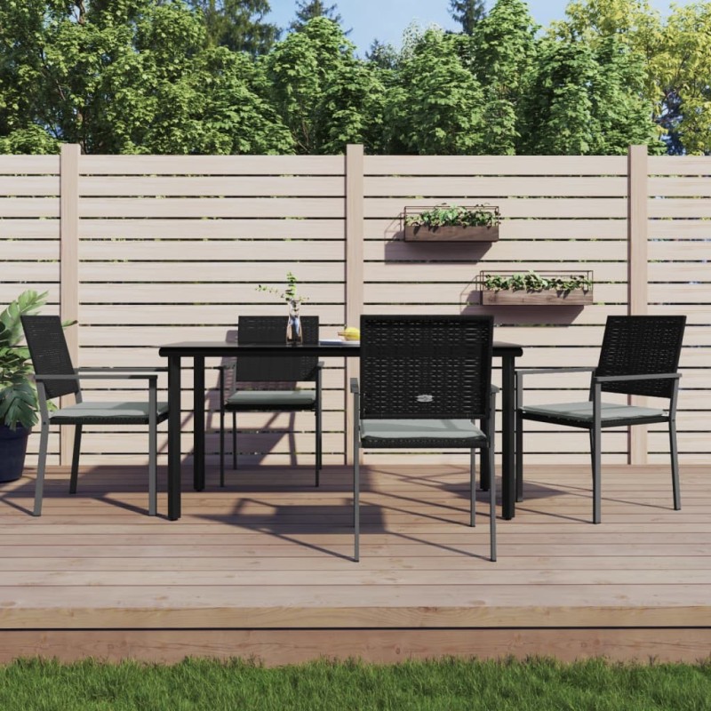 Ensemble à manger de jardin 5 pcs coussins résine tressée acier 529788529788