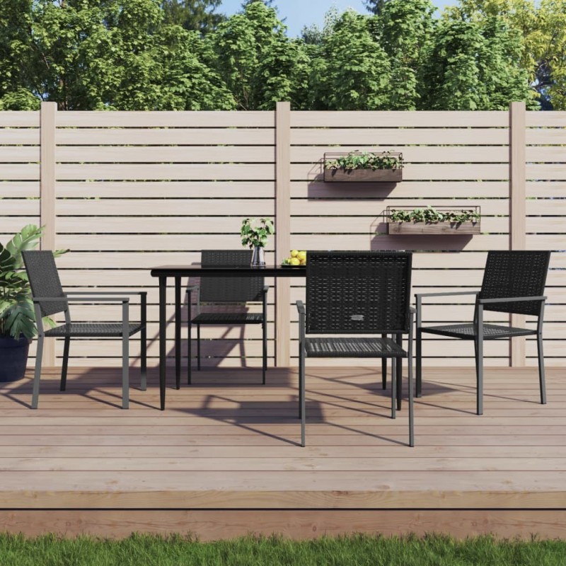 Ensemble à manger de jardin 5 pcs résine tressée acier 529812529812