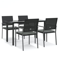 Ensemble à manger de jardin 5 pcs coussins résine tressée acier 529813529813