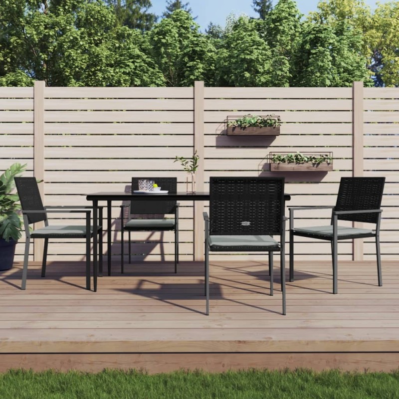 Ensemble à manger de jardin 5 pcs coussins résine tressée acier 529814529814