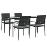 Ensemble à manger de jardin 5 pcs coussins résine tressée acier 529814529814