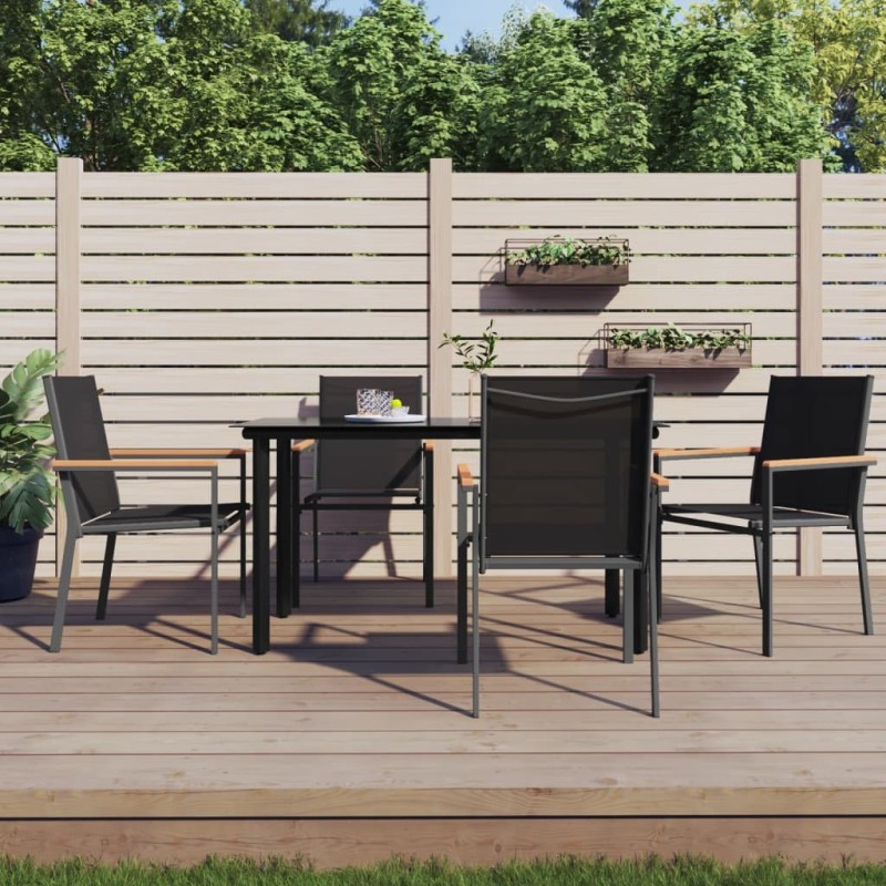 Chaises de jardin lot de 4 noir 55x61,5x90cm textilène et acier 529815529815