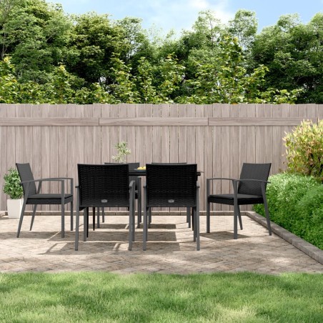 Chaises de jardin et coussins lot de 6 noir 56,5x57x83 cm rotin 529816529816