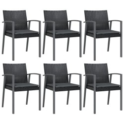 Chaises de jardin et coussins lot de 6 noir 56,5x57x83 cm rotin 529816529816