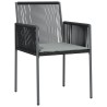 Ensemble à manger de jardin coussins 5pcs noir rotin et acier 529818529818