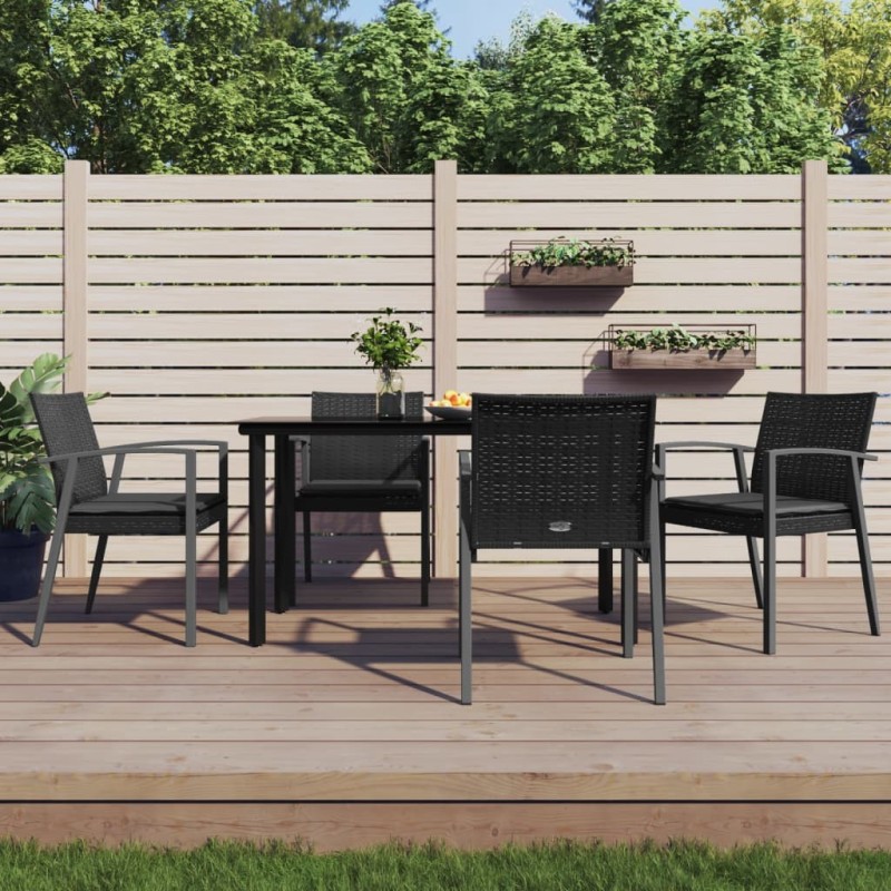 Ensemble à manger de jardin 5 pcs coussins résine tressée acier 529819529819