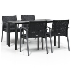 Ensemble à manger de jardin 5 pcs coussins résine tressée acier 529819529819