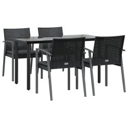 Ensemble à manger de jardin 5 pcs coussins résine tressée acier 529819529819