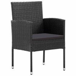 Chaises de jardin avec coussins noir lot de 2 résine tressée 529820529820