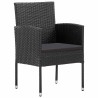 Chaises de jardin avec coussins noir lot de 2 résine tressée 529820529820