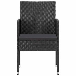 Chaises de jardin avec coussins noir lot de 2 résine tressée 529820529820