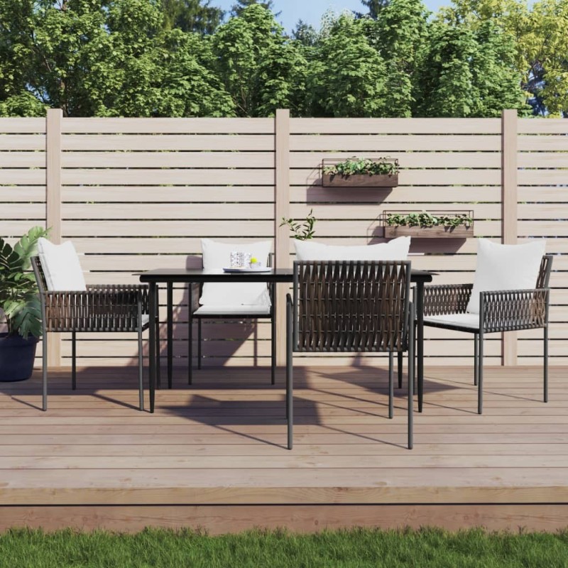 Ensemble à manger de jardin 5 pcs coussins résine tressée acier 529821529821
