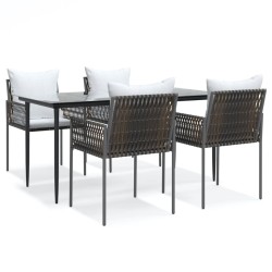 Ensemble à manger de jardin 5 pcs coussins résine tressée acier 529821529821
