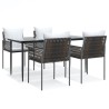 Ensemble à manger de jardin 5 pcs coussins résine tressée acier 529821529821