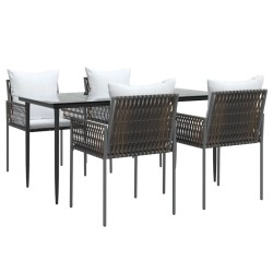 Ensemble à manger de jardin 5 pcs coussins résine tressée acier 529821529821