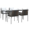Ensemble à manger de jardin 5 pcs coussins résine tressée acier 529821529821