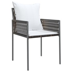 Ensemble à manger de jardin 5 pcs coussins résine tressée acier 529821529821