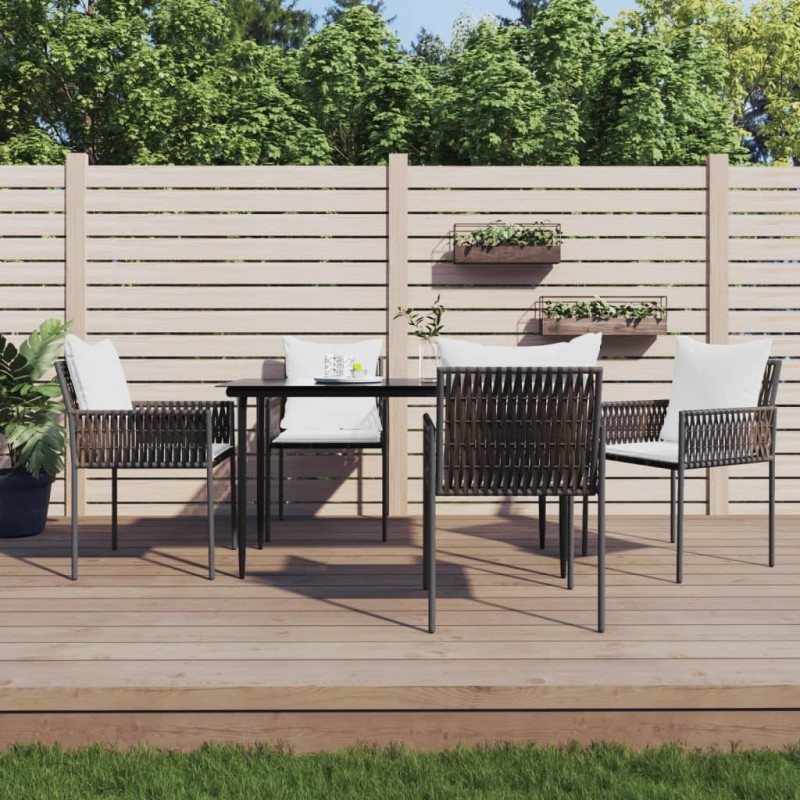 Ensemble à manger de jardin 5 pcs coussins résine tressée acier 529822529822