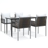 Ensemble à manger de jardin 5 pcs coussins résine tressée acier 529822529822