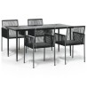 Ensemble à manger de jardin coussins 5pcs noir rotin et acier 529824529824