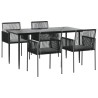 Ensemble à manger de jardin coussins 5pcs noir rotin et acier 529824529824