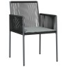 Ensemble à manger de jardin coussins 5pcs noir rotin et acier 529824529824