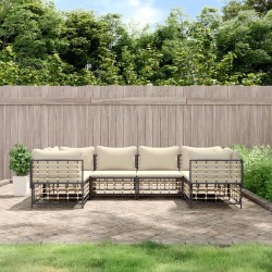 Salon de jardin 6 pcs avec coussins anthracite résine tressée 529825529825