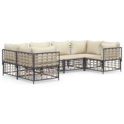 Salon de jardin 6 pcs avec coussins anthracite résine tressée 529825529825