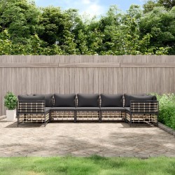 Salon de jardin 7 pcs avec coussins anthracite résine tressée 529826529826