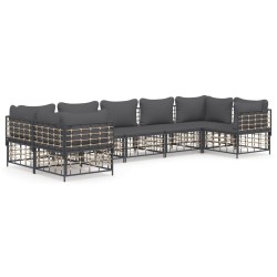 Salon de jardin 7 pcs avec coussins anthracite résine tressée 529826529826