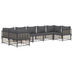 Salon de jardin 7 pcs avec coussins anthracite résine tressée 529826529826