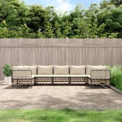 Salon de jardin 7 pcs avec coussins anthracite résine tressée 529827529827